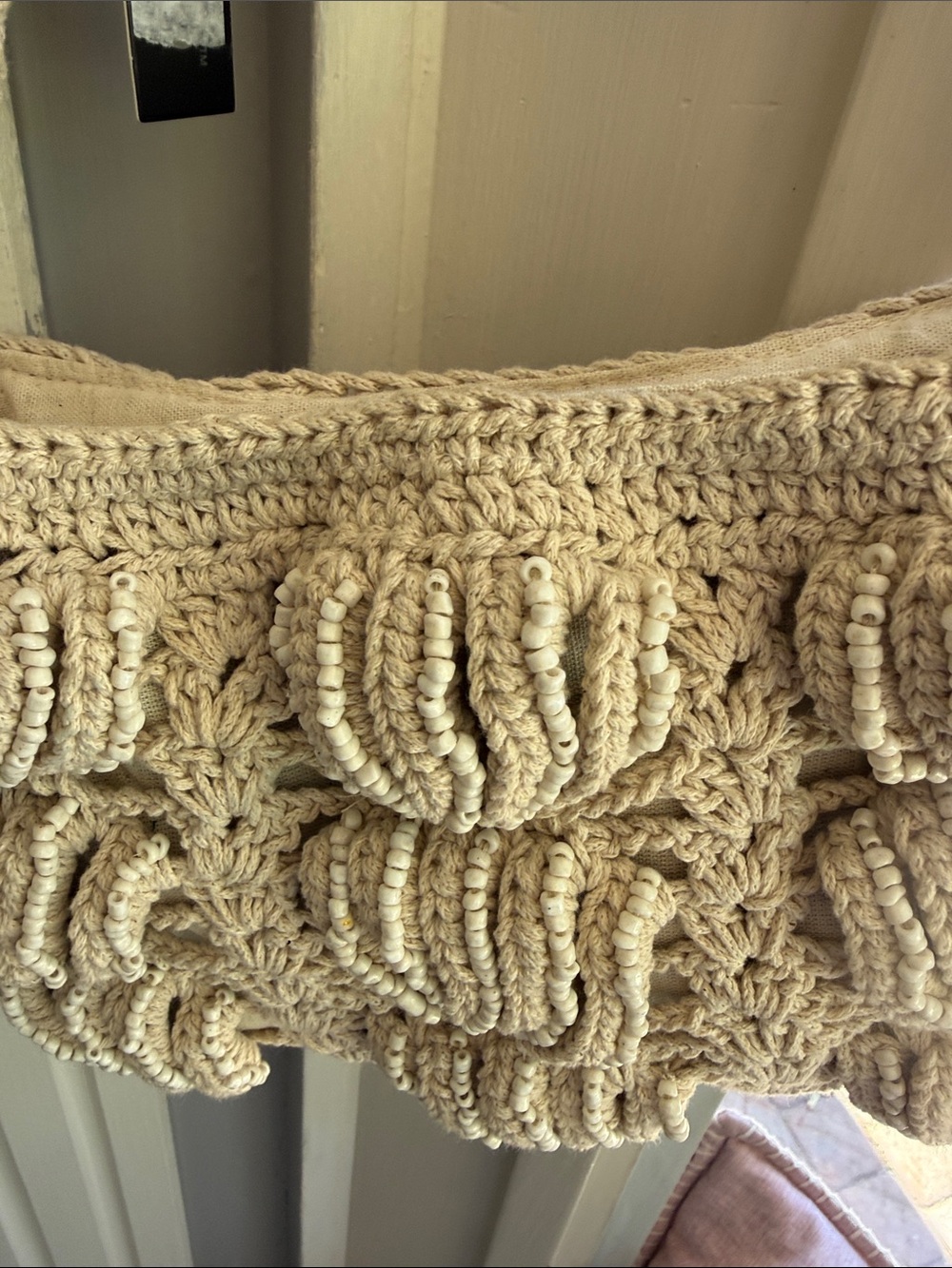 Clutchd Crochet Bubble Tote in Beige - Picture 3 of 5